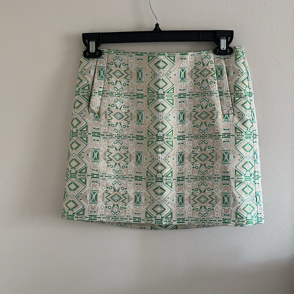 J. Crew Geometric Jacquard Metallic Mini Skirt